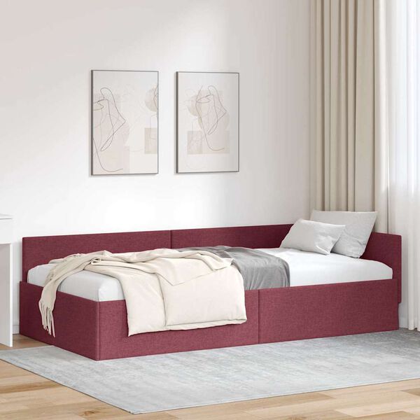 vidaXL Corner Bed Frame with Headboard Wine Red 80 cm x 200 cm Velvet
