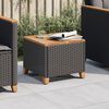 vidaXL Garden Table Black 45x45x37 cm Poly Rattan Acacia Wood