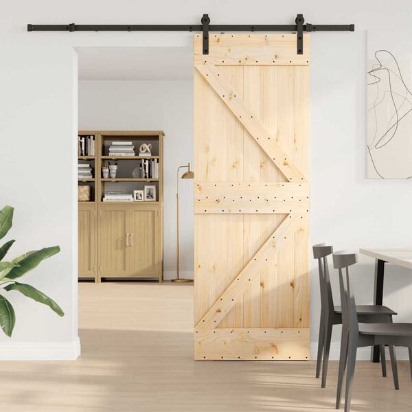 vidaXL Sliding Door with Hardware Set 70x210 cm Solid Wood Pine