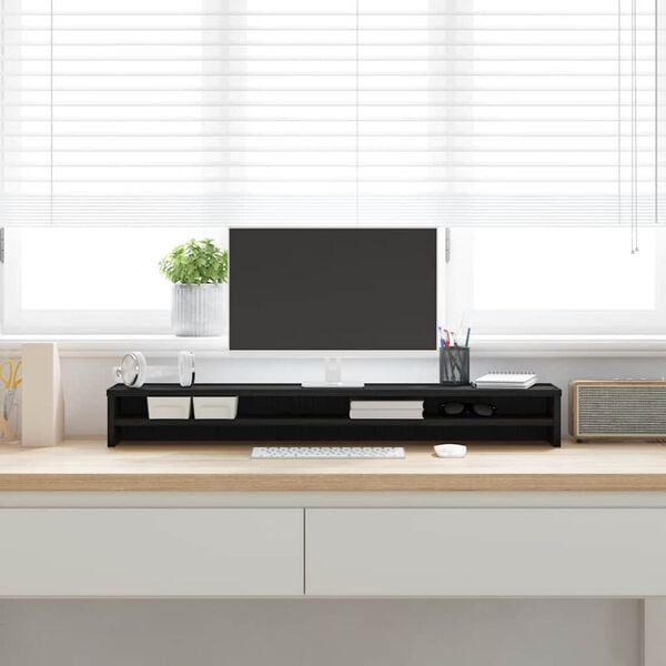 vidaXL Monitor Stand Black Oak 100x24x13 cm Engineered Wood