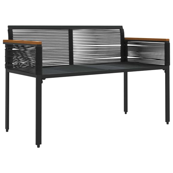 vidaXL Outdoor Bench with Cushion Black 117 x 54 x 74.5 cm Poly Rattan