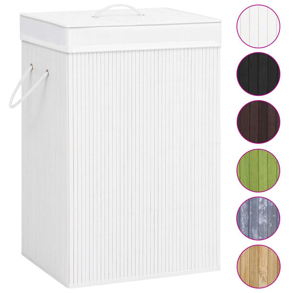 vidaXL Bamboo Laundry Basket White 72 L