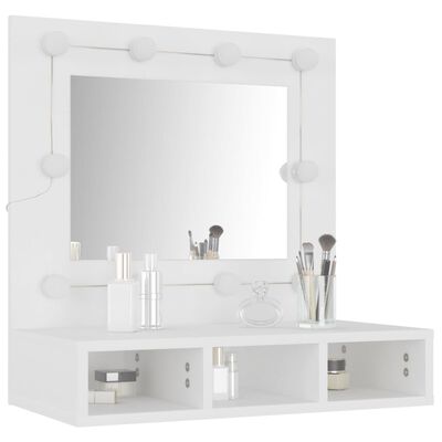 vidaXL Mirror Cabinet with LED White 60x31.5x62 cm