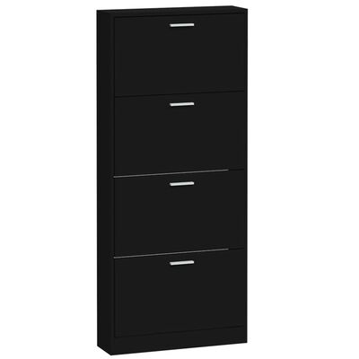 vidaXL Shoe Cabinet Black 59x17x150 cm Engineered Wood