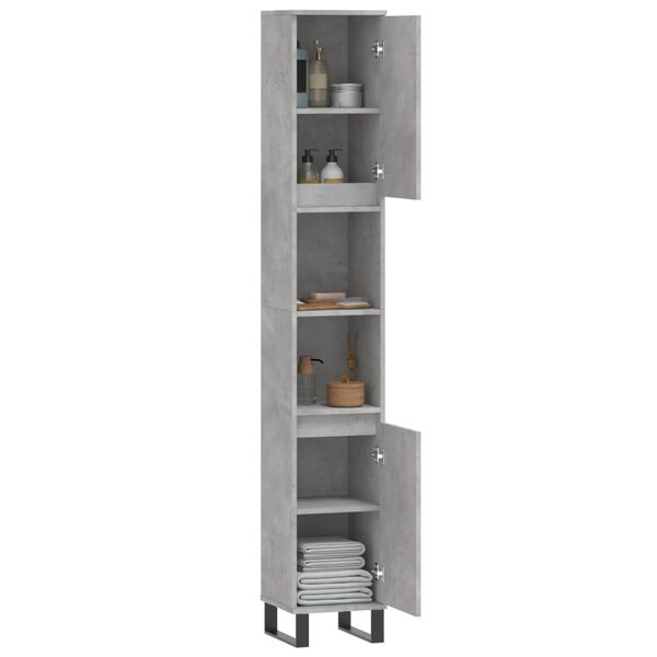 vidaXL Bathroom Cabinet Concrete Grey 30x30x190 cm Engineered Wood