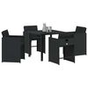 vidaXL Garden Dining Set with Cushion 5 pcs Black Poly Rattan