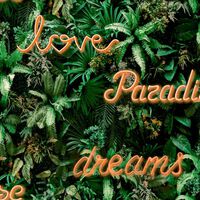 Noordwand Wallpaper Good Vibes Neon Letter with Plants Green and Orange