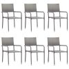 vidaXL 7 Piece Garden Dining Set Grey and Black Poly Rattan and Steel