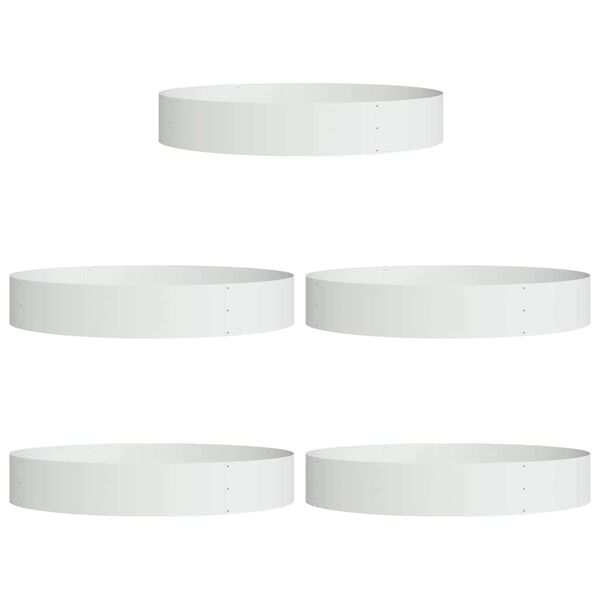 vidaXL Planter Ring 5 pcs White 120 x 120 x 20 cm Cold-rolled Steel