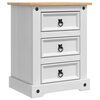vidaXL Bedside Table Corona White 53 x 39 x 66 cm Solid Pine Wood