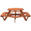 vidaXL Picnic Table for 6 Kids with Benches Hexagon Solid Wood Fir