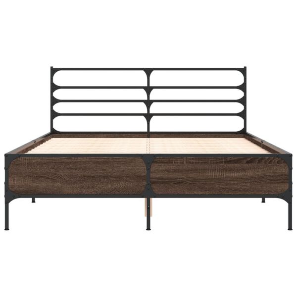 vidaXL Bed Frame without Mattress Brown Oak 140x200 cm