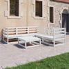 vidaXL 6 Piece Garden Lounge Set White Solid Pinewood
