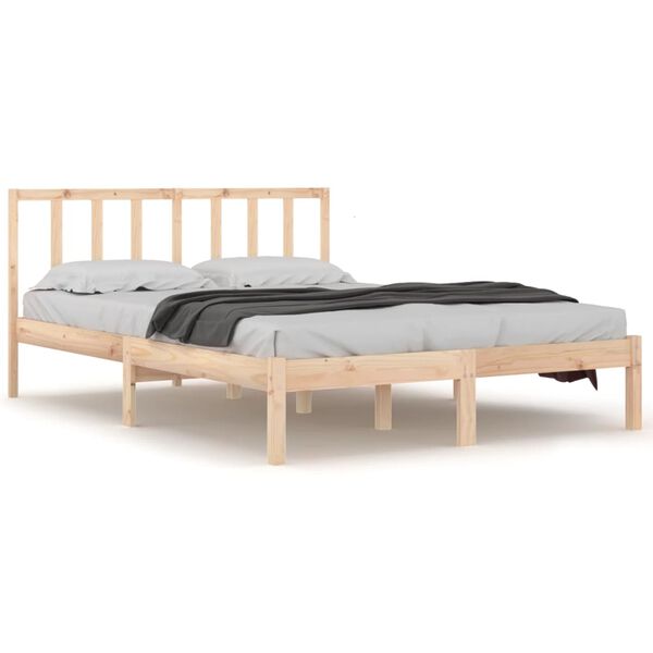 vidaXL Bed Frame without Mattress Solid Wood Pine 150x200 cm King Size King Size