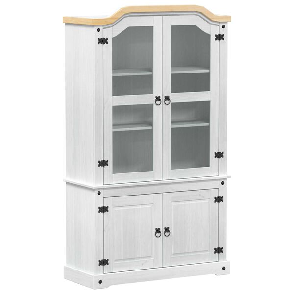 vidaXL Display Cabinet White 103.5 x 42 x 180 cm Solid Pine Wood