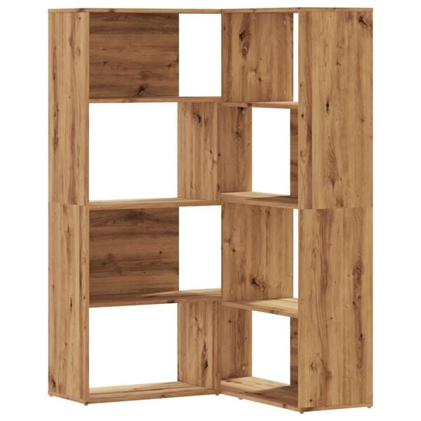 vidaXL Corner Bookcase 4-Tier Artisian Oak 85x85x140 cm Engineered Wood