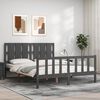 vidaXL Bed Frame without Mattress Grey King Size Solid Wood Pine