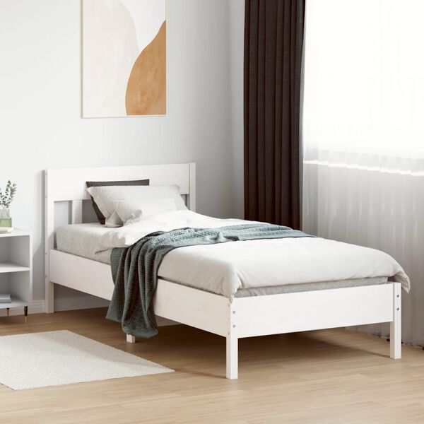vidaXL Bed Frame without Mattress White 90x190 cm Single Solid Wood Pine