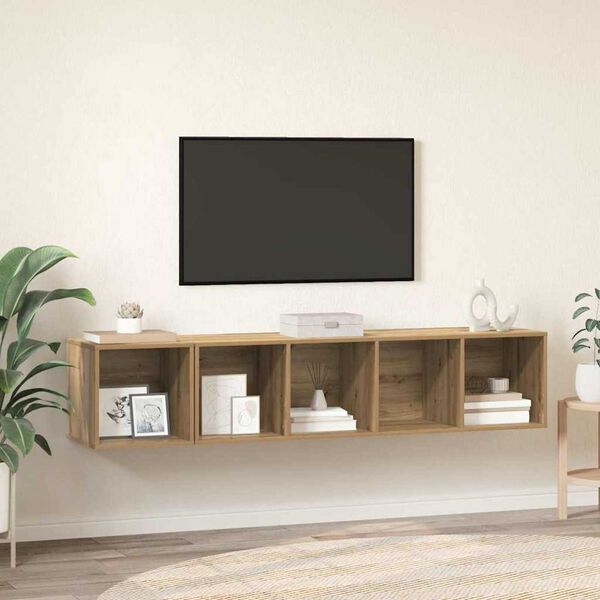 vidaXL TV Cabinet Set Wall-mounted 2 pcs Artisan Oak Engineered Wood