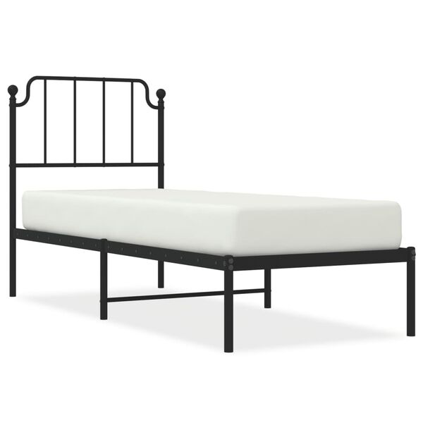vidaXL Metal Bed Frame without Mattress with Headboard Black 80x200cm