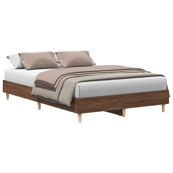 vidaXL Bed Frame No Mattress Brown Oak 140x190 cm Engineered Wood