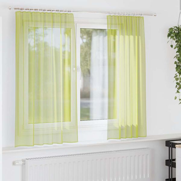 vidaXL Voile Curtains with Rod Pockets 2 pcs Apple Green