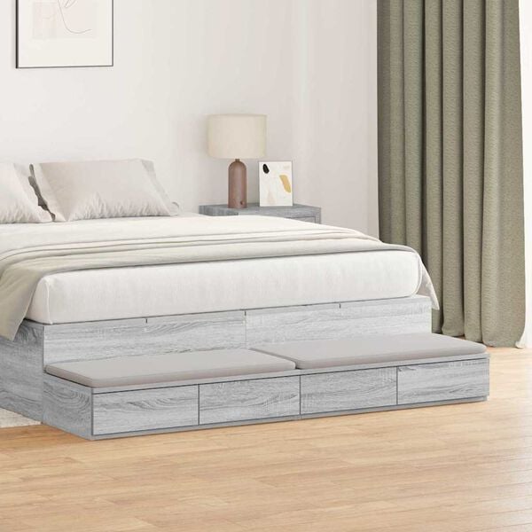 vidaXL Bed Drawers Grey Sonoma 150 x 36.5 x 16.5 cm Engineered Wood