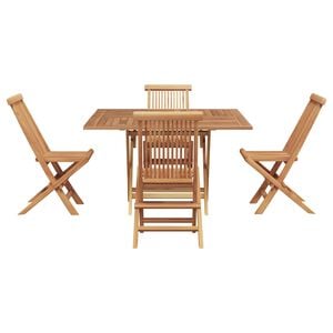 vidaXL Garden Dining Set Folding Brown Soild Teak Wood