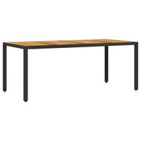 vidaXL Garden Table with Acacia Wood Top Black 190x90x75 cm Poly Rattan