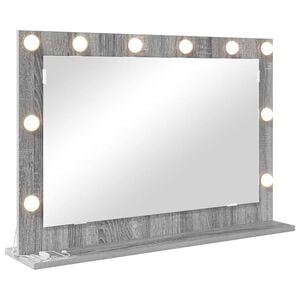 vidaXL Vanity Mirror with LED Strip Lights Grey Sonoma 80 x 55 x 18 cm