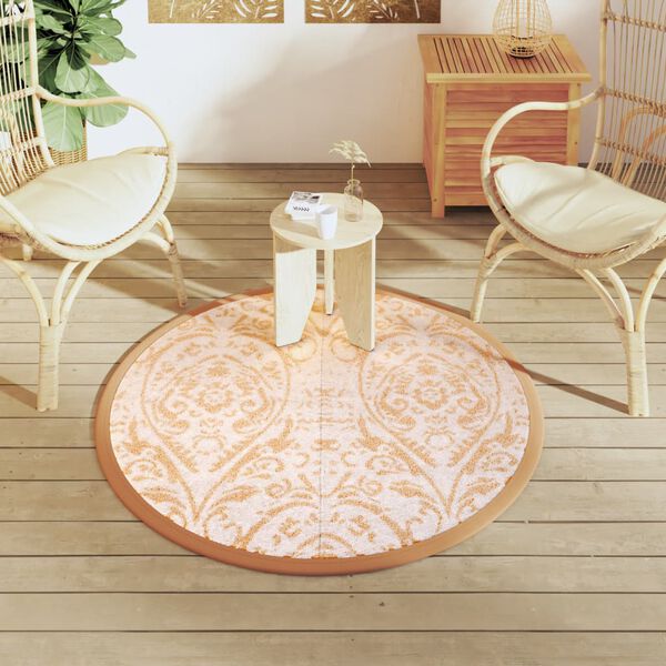 vidaXL Outdoor Carpet ARAKIL Orange and White Ø120 cm PP