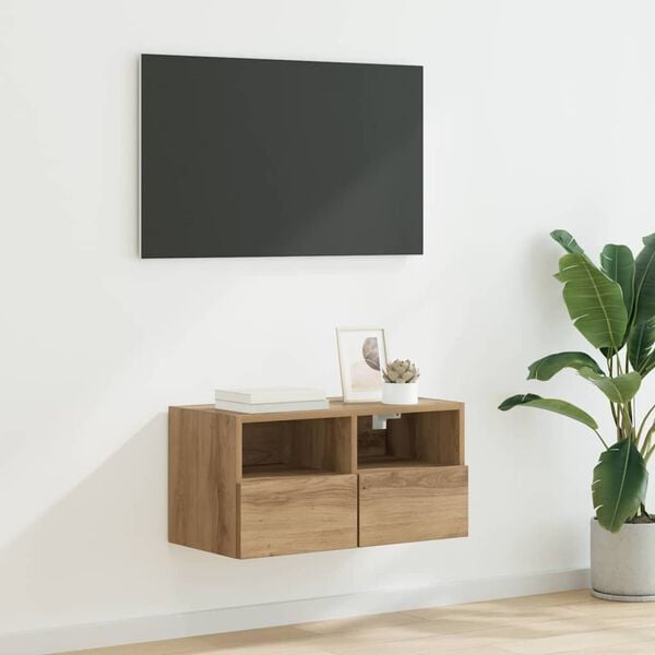 vidaXL TV Wall Cabinet Artisan Oak 60 x 30 x 30 cm Engineered Wood