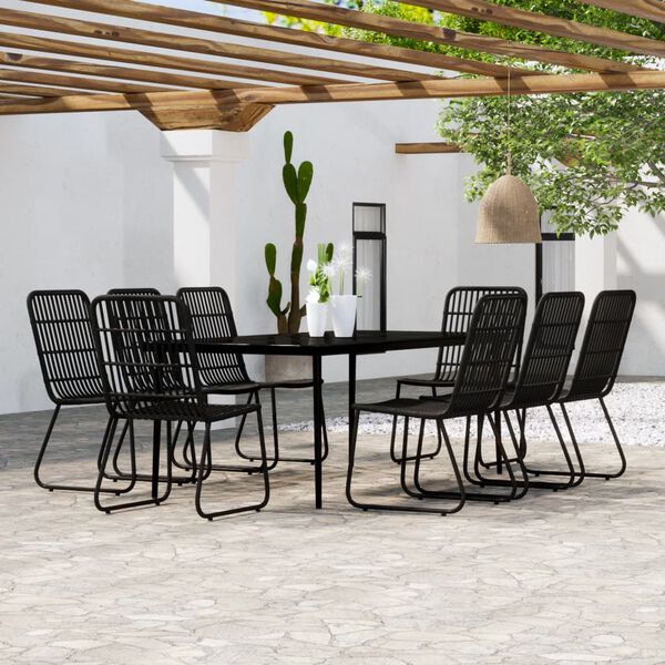 vidaXL 9 Piece Garden Dining Set Black