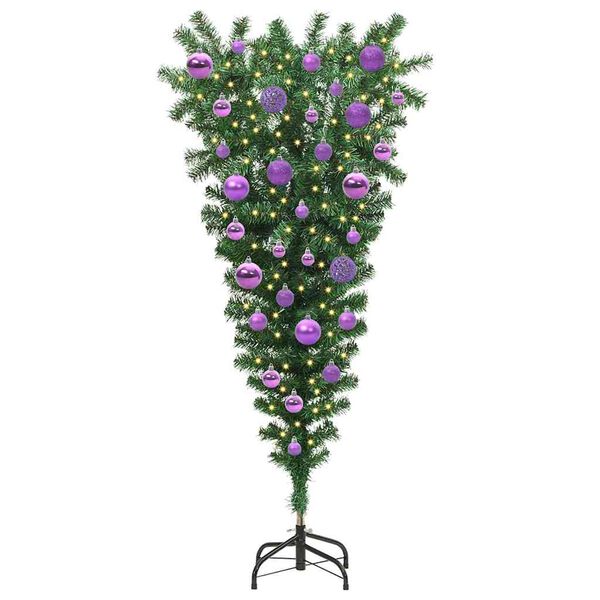 vidaXL Upside-down Artificial Pre-lit Christmas Tree with Ball Set