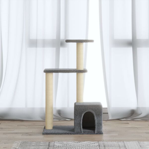 vidaXL Cat Tree with Sisal Scratching Posts Light Grey 71 cm