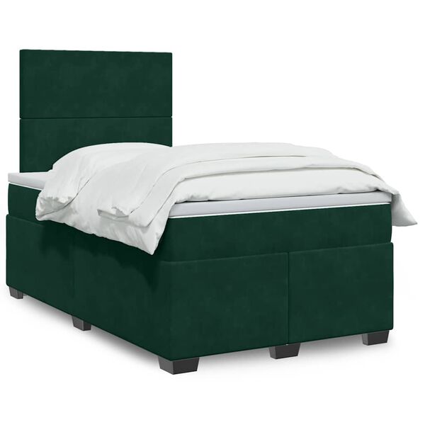 vidaXL Box Spring Bed with Mattress Dark Green 120x200 cm Velvet