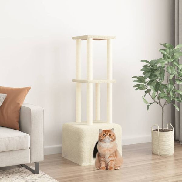 vidaXL Cat Tree with Sisal Scratching Posts Cream 133.5 cm