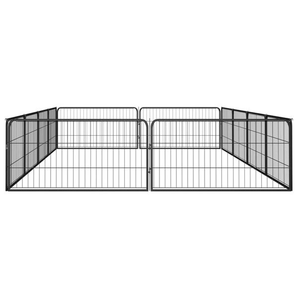 vidaXL 12-Panel Dog Playpen Black 100x50 cm Powder-coated Steel