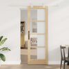 vidaXL Sliding Door Natural 73.5 x 211 cm Solid Pine Wood and Glass