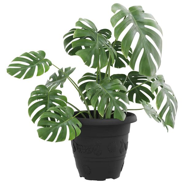 vidaXL Round Flower Pot 24 pcs Black &Oslash; 22 x 18 cm Plastic