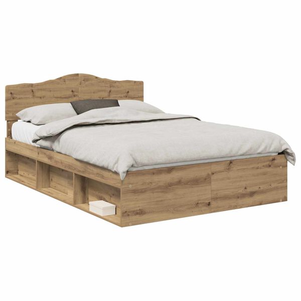 vidaXL Bed Frame Artisian Oak 140 x 190 cm Solid Pine Wood