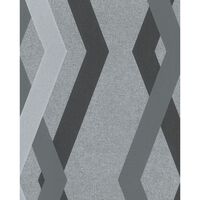 Noordwand Topchic Wallpaper Graphic Lines Diamonds Grey and Black