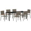 vidaXL Garden Dining Set with Cushion 7 pcs Grey Poly Rattan