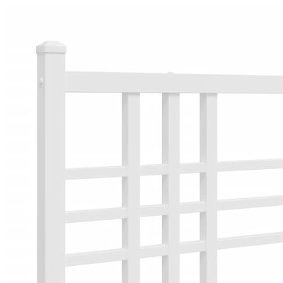 vidaXL Metal Bed Frame with Headboard White 140x200 cm