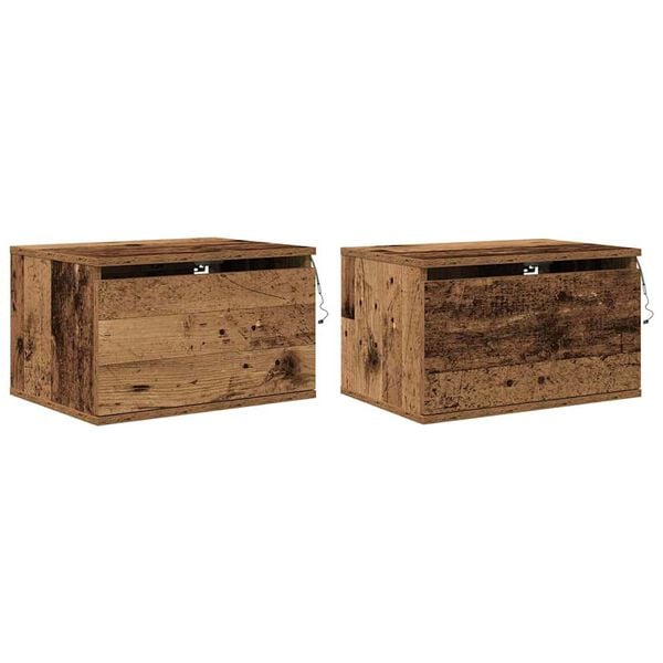 vidaXL Wall-mounted Bedside Cabinet 2 pcs Old Wood Engineered Wood