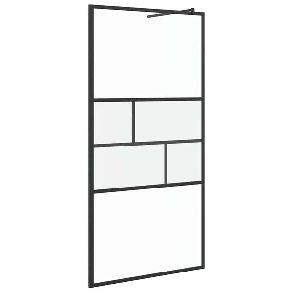 vidaXL Walk-in Shower Wall Black 100 x 195 x 0.5 cm