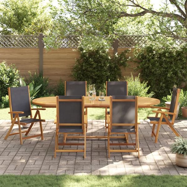 vidaXL 9 Piece Garden Dining Set Solid Wood Acacia and Textilene