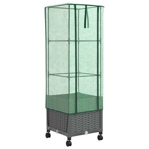 vidaXL Garden Planter with Greenhouse Cover&Wheels Light Grey PP