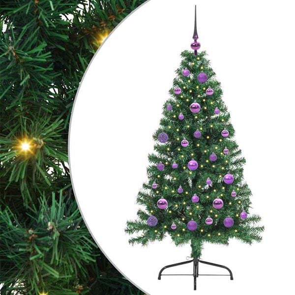 vidaXL Artificial Pre-lit Christmas Tree Green 150 cm PVC
