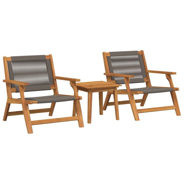 vidaXL Garden Chairs with Table 3 pcs Grey Solid Acacia wood